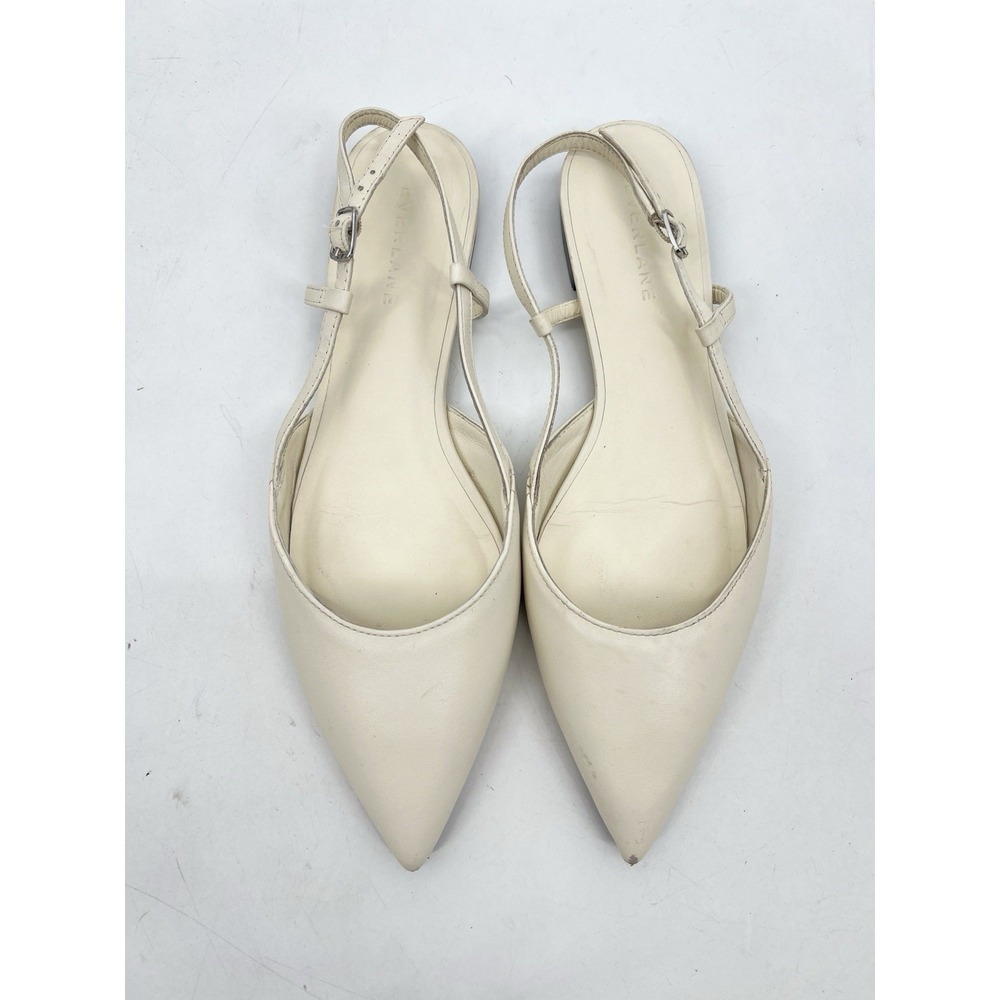 Everlane The Studio Slingback Flat In White Pointed Toe Size 7 Minimalist